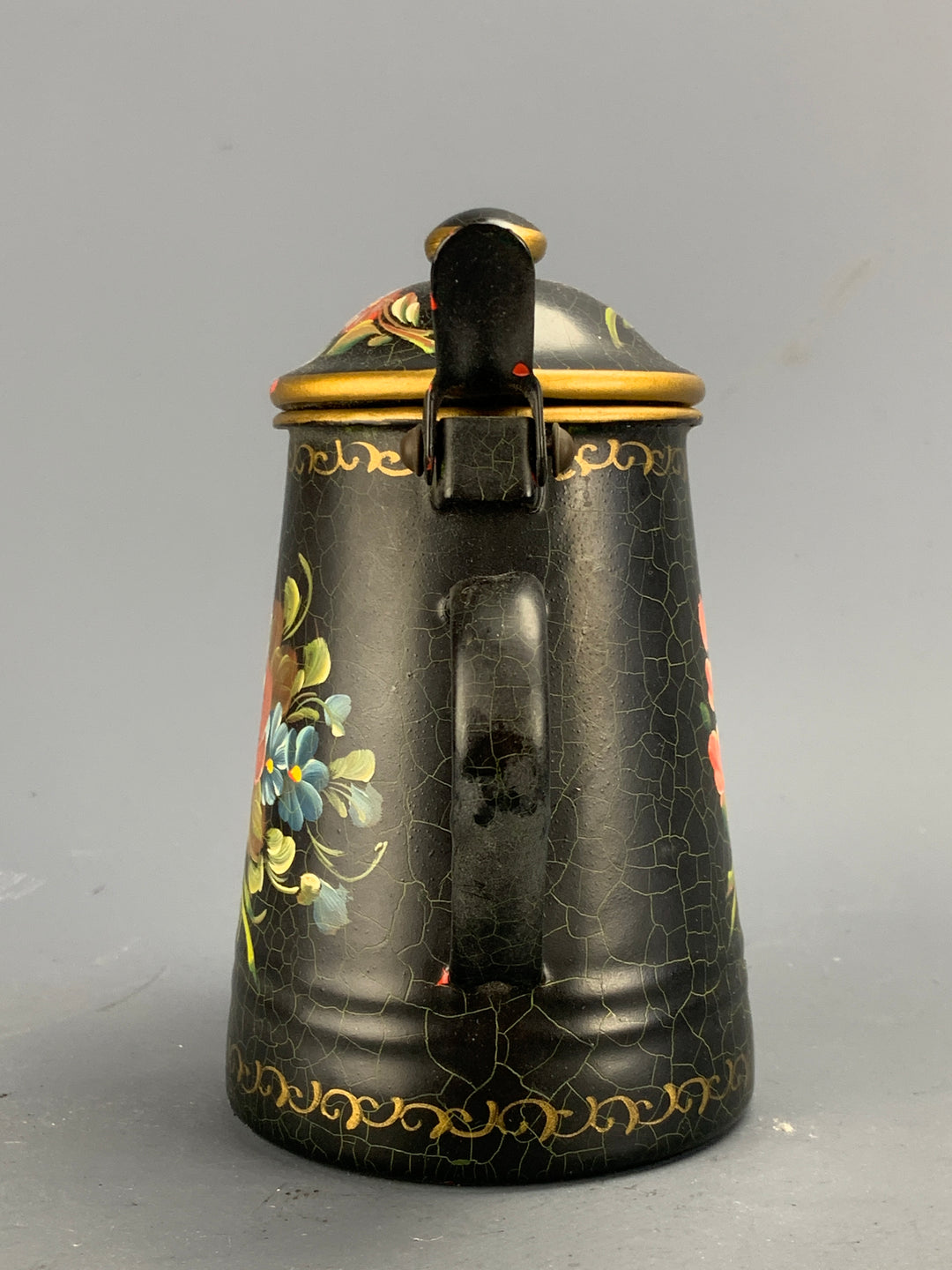 Caffettiera latta dipinta vintage