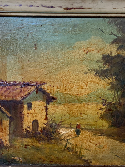 Quadro campagna ad olio primi novecento