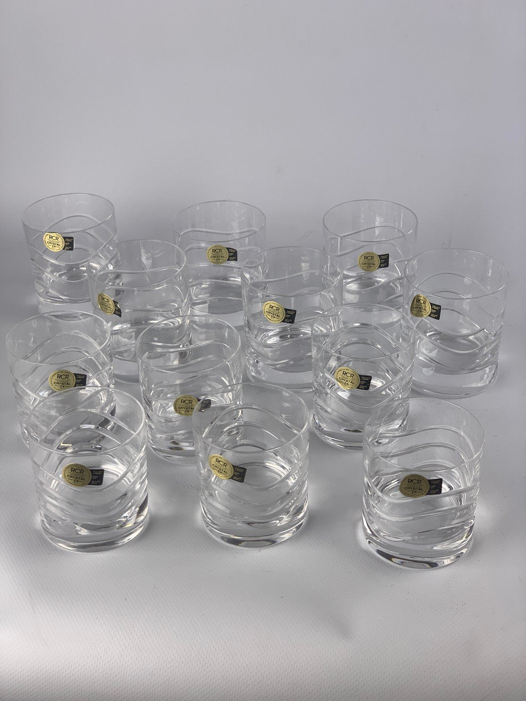 Servizio bicchieri cristallo RCR da sei in tre misure