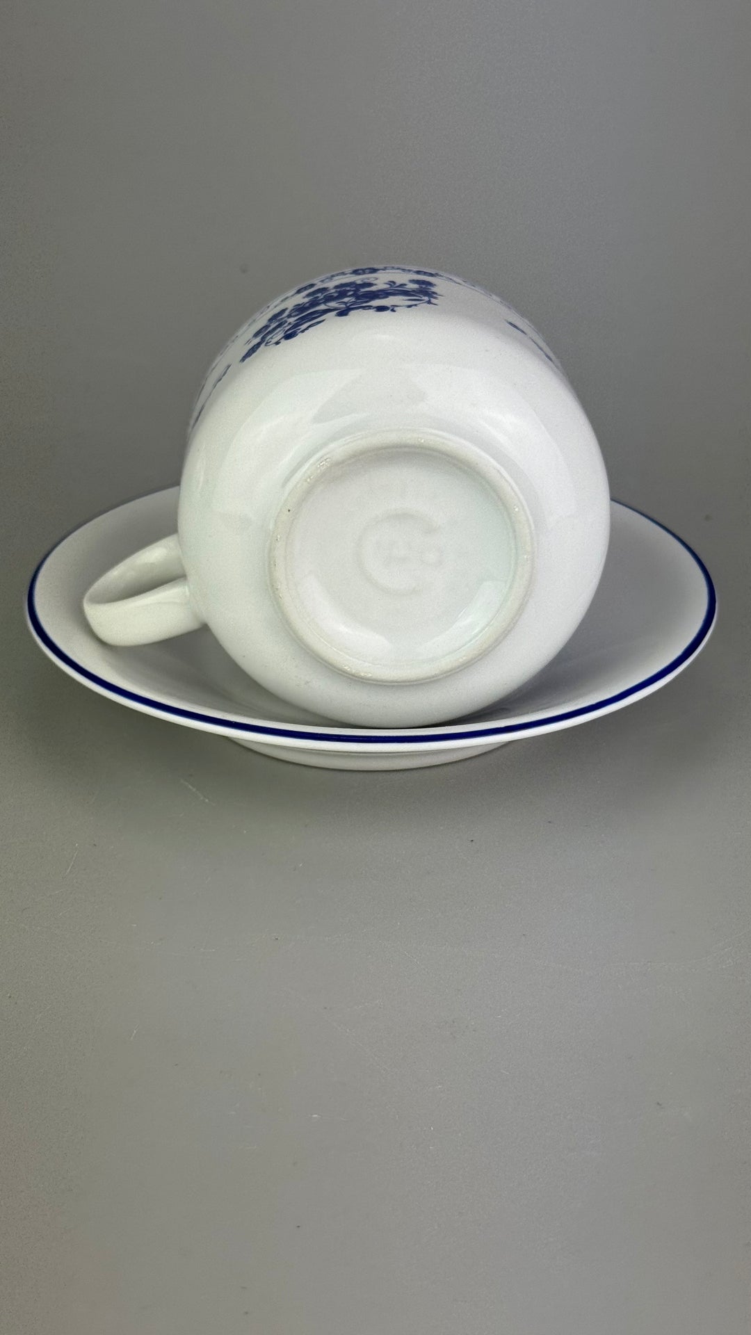 Servizio da tè vintage Cipa Italia per 10 persone in ceramica bianca e blu