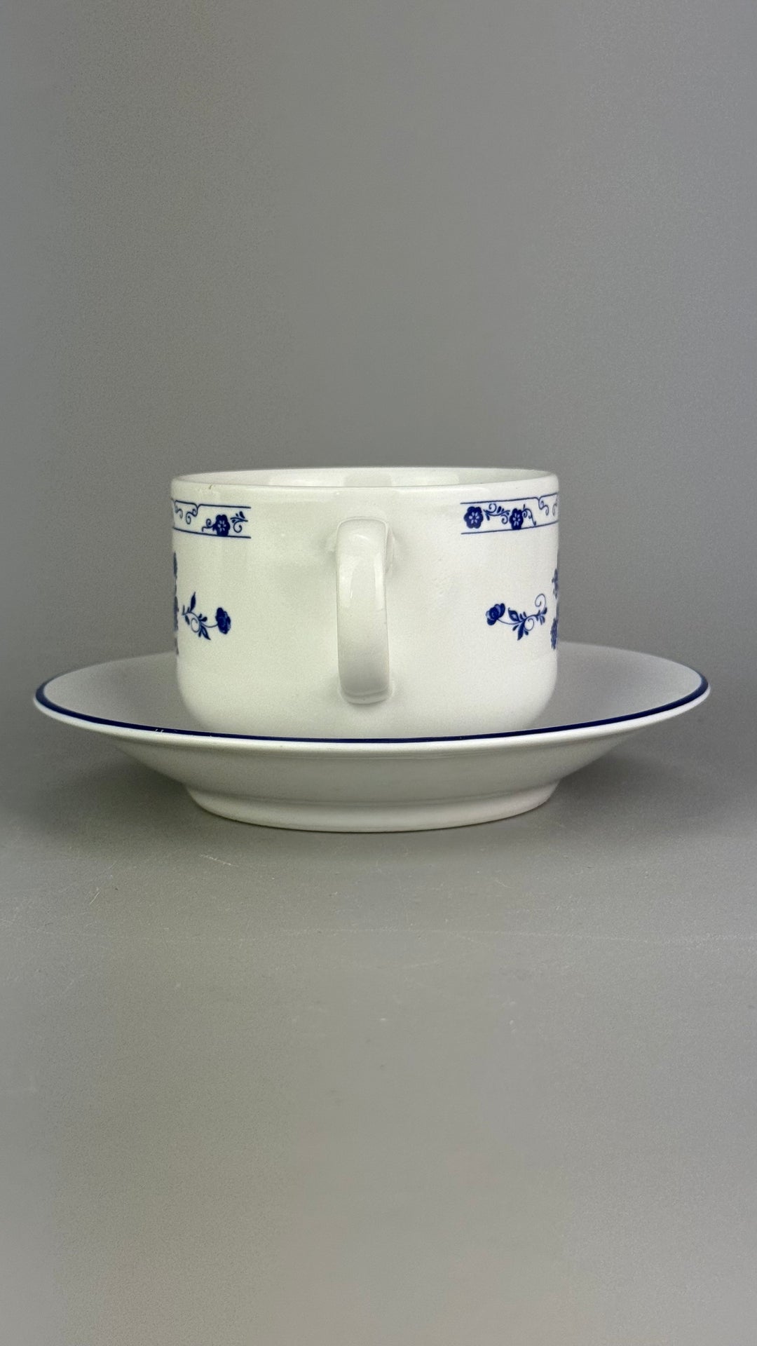 Servizio da tè vintage Cipa Italia per 10 persone in ceramica bianca e blu