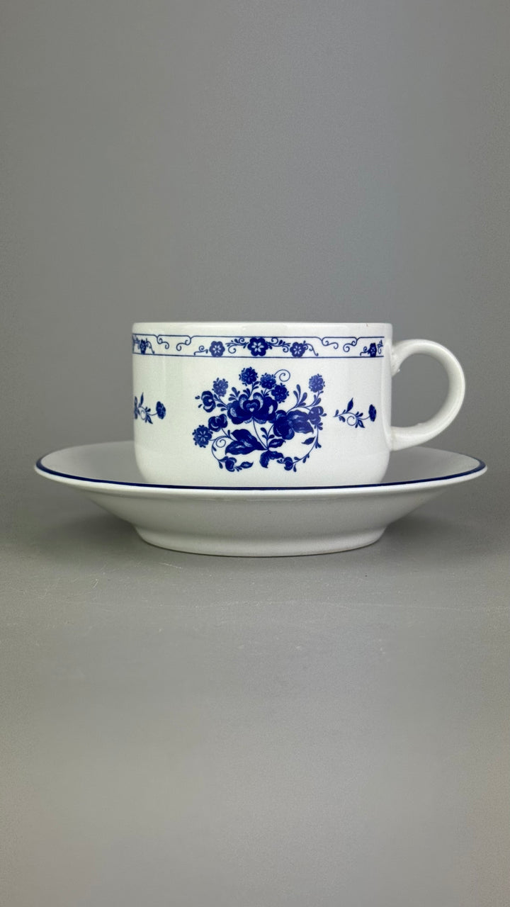 Servizio da tè vintage Cipa Italia per 10 persone in ceramica bianca e blu
