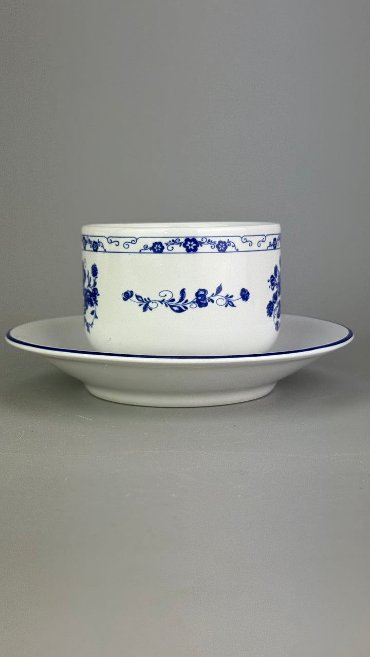 Servizio da tè vintage Cipa Italia per 10 persone in ceramica bianca e blu