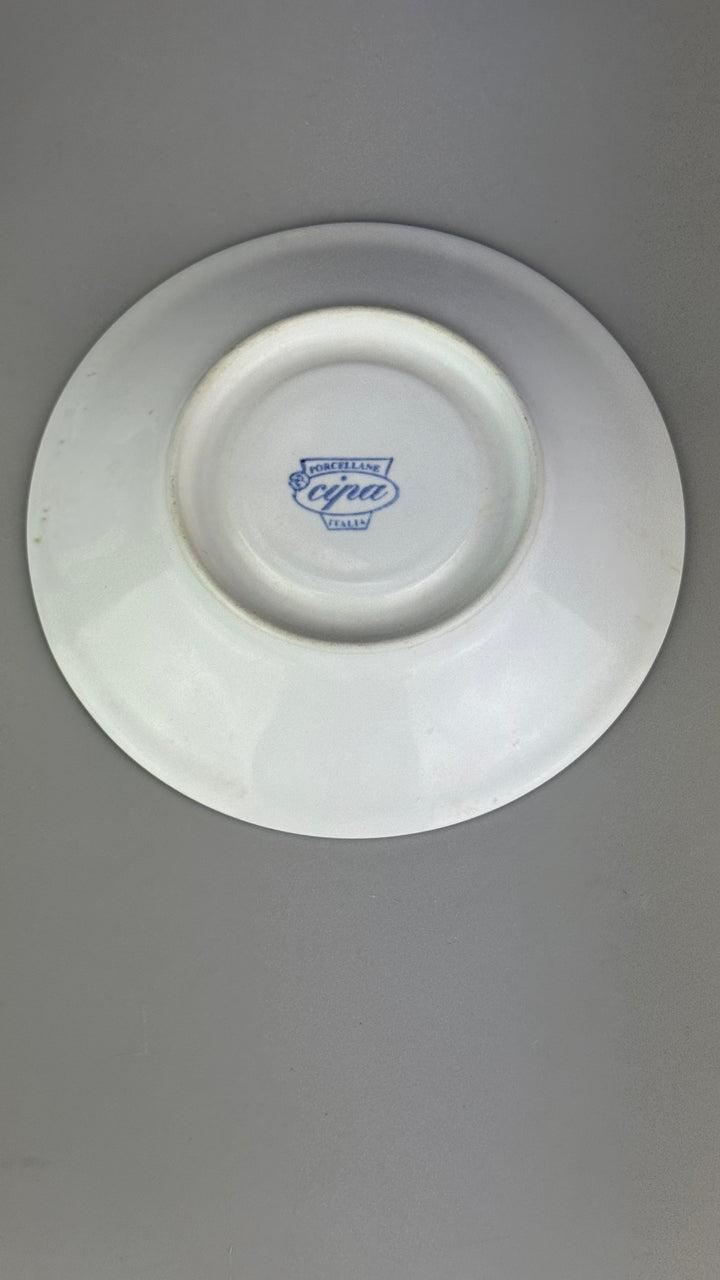 Servizio da tè vintage Cipa Italia per 10 persone in ceramica bianca e blu