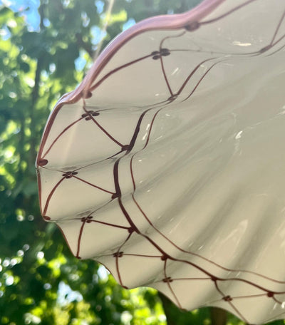 Lampadario ceramica dipinta bordo ondulato