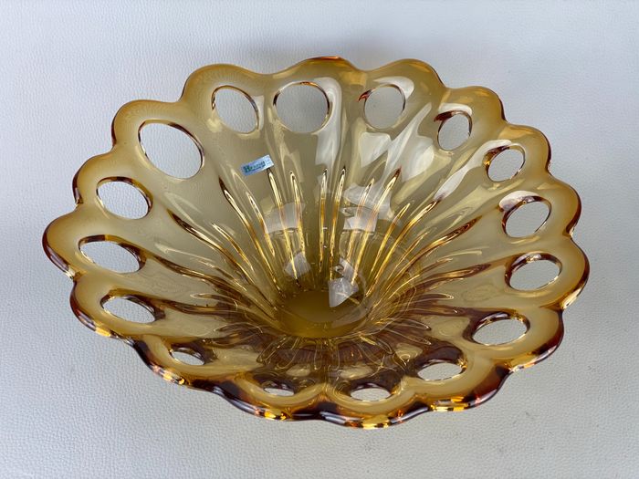 Centrotavola vetro ambra Henriette vintage