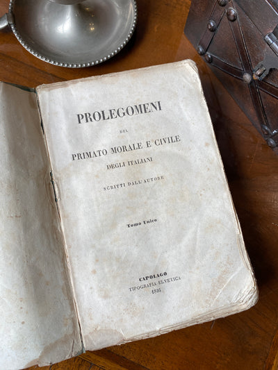 Libro Prolegomeni del primato morale e civile degli italiani Gioberti 1846