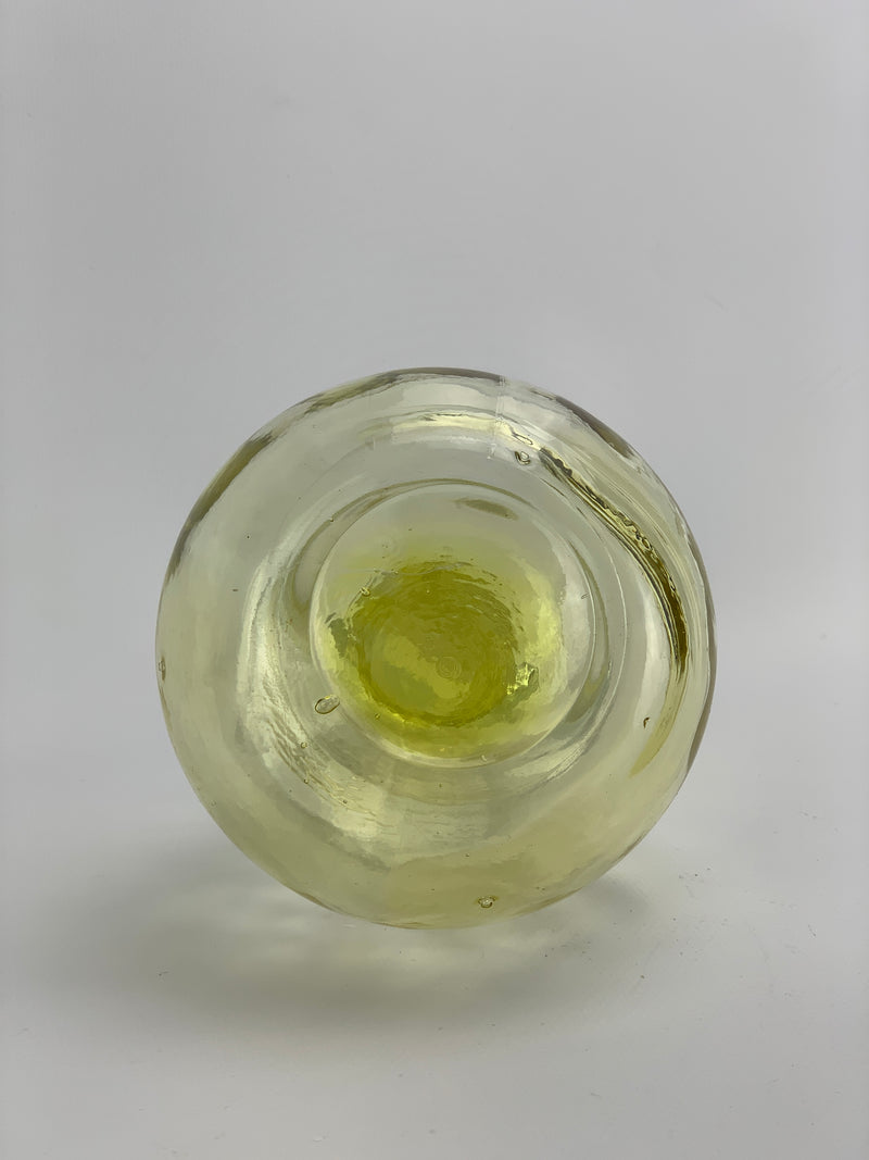 Bottiglia vetro giallo forma stondata