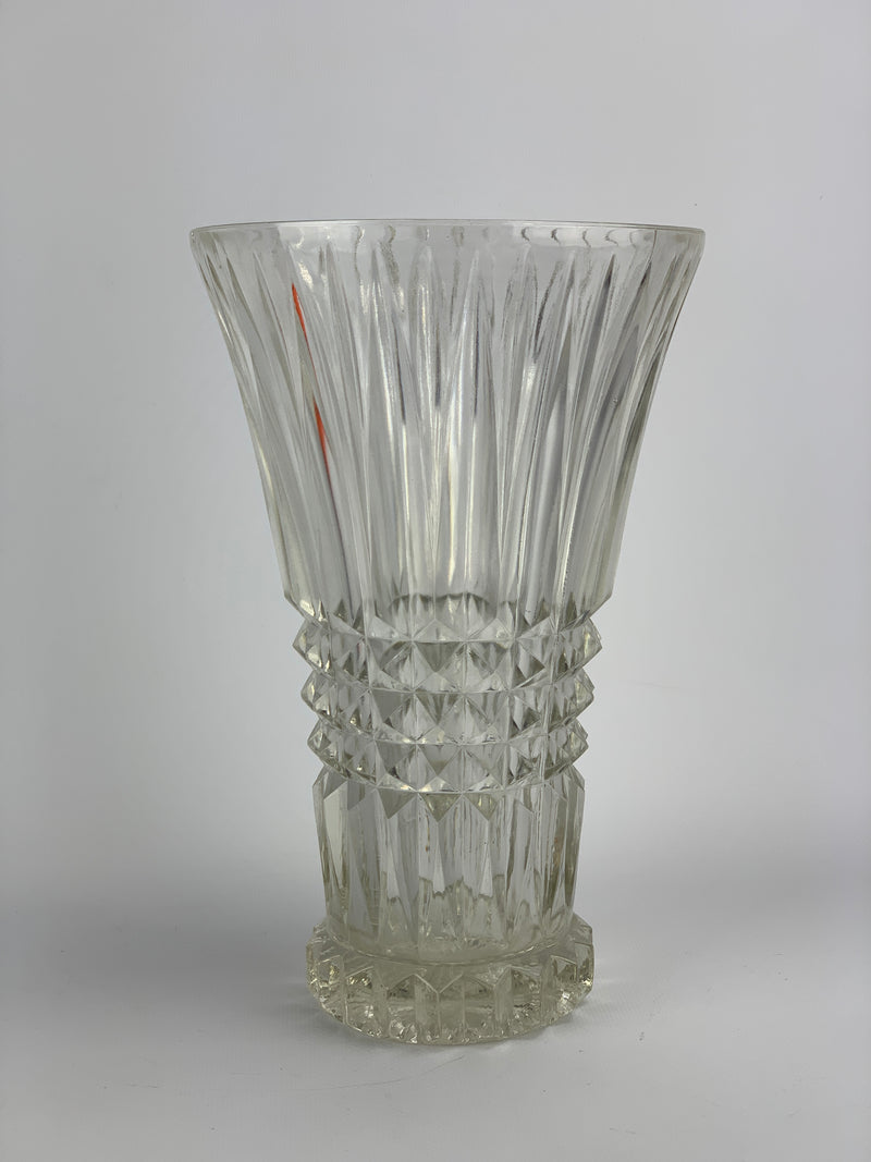 Vaso vintage vetro decoro geometrico