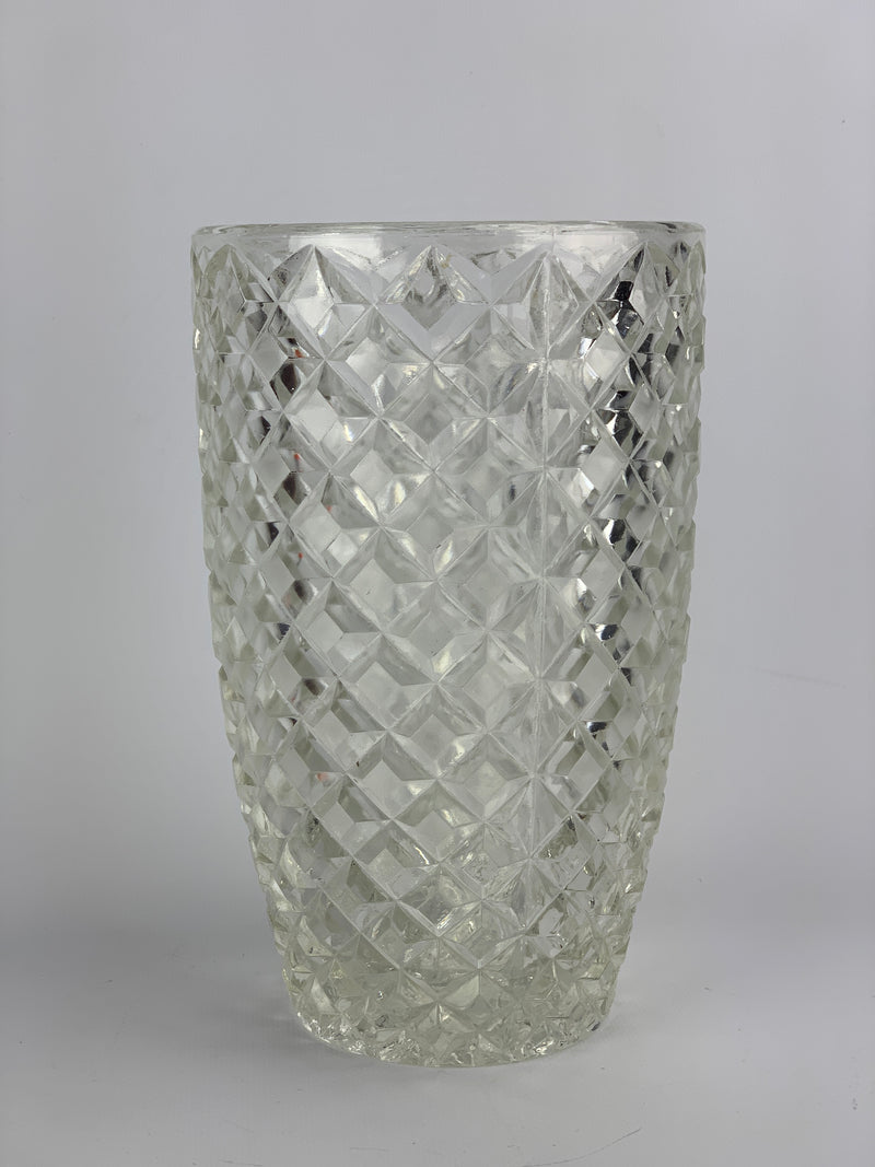 Vaso vintage vetro motivo a rombi