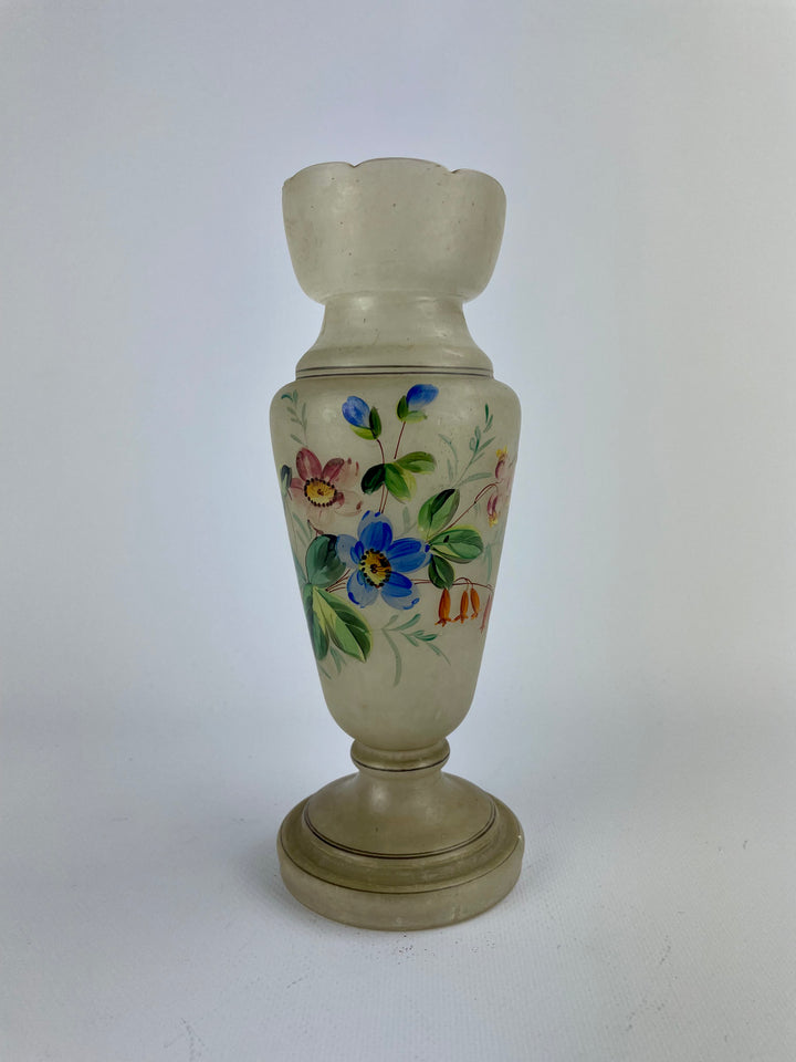 Vaso vetro opalino dipinto a mano