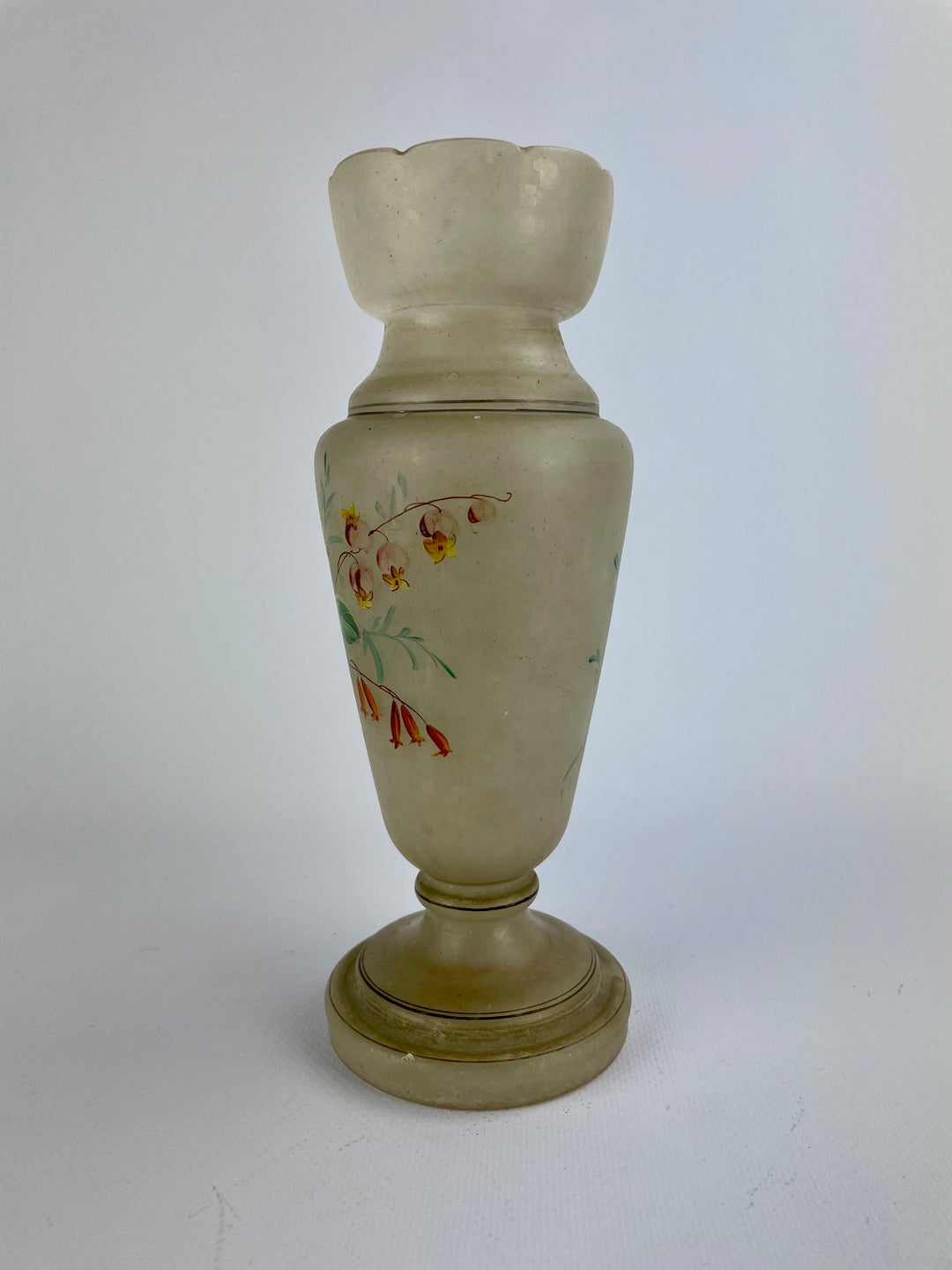 Vaso vetro opalino dipinto a mano