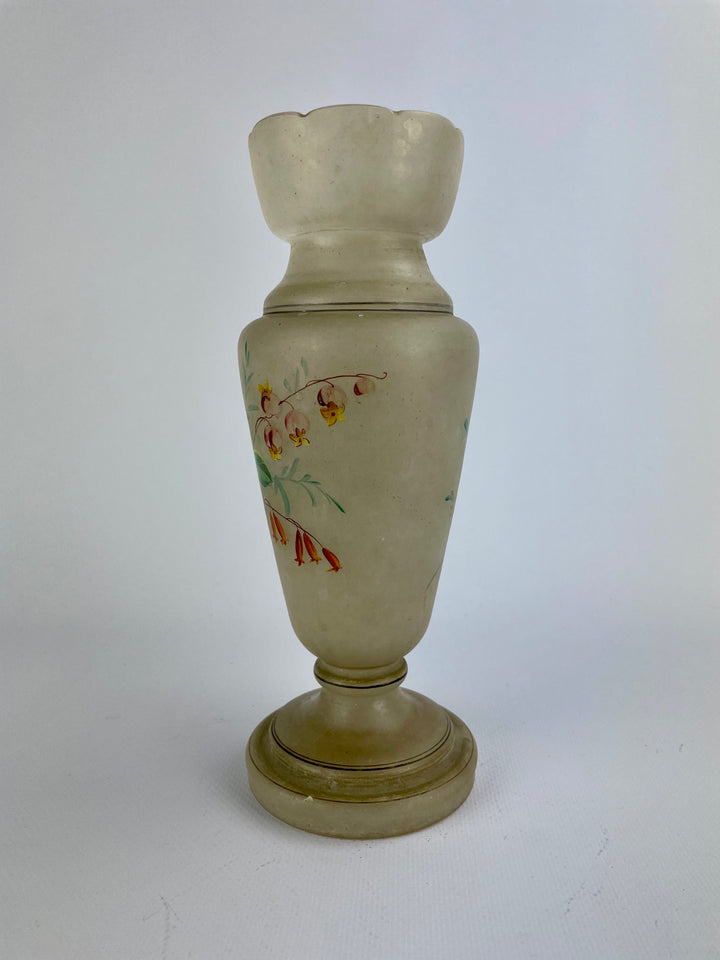 Vaso vetro opalino dipinto a mano