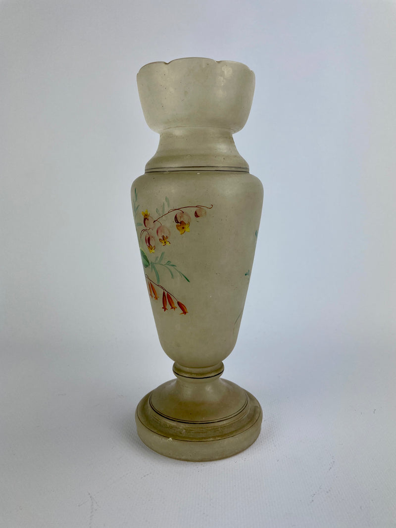 Vaso vetro opalino dipinto a mano