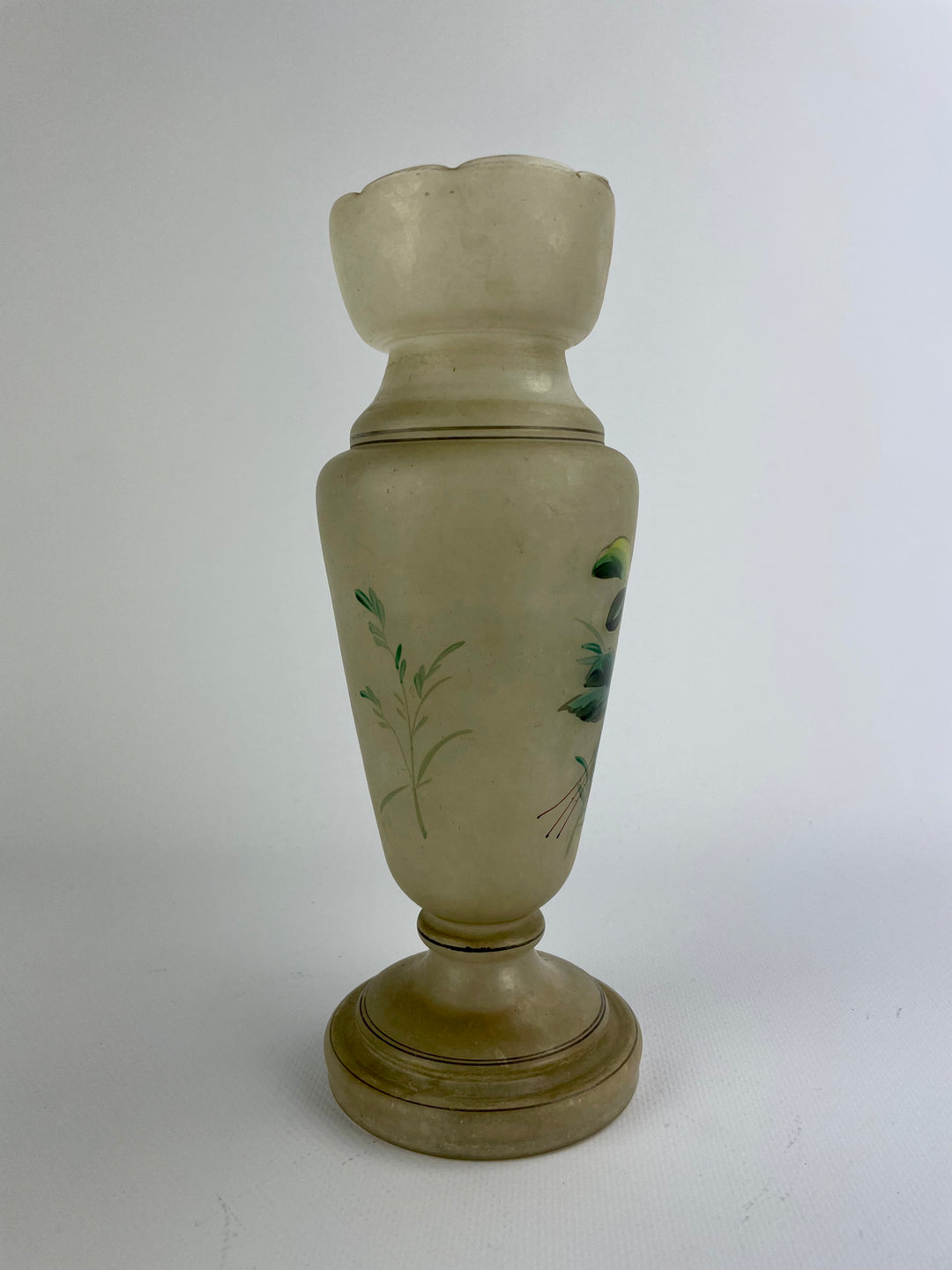 Vaso vetro opalino dipinto a mano