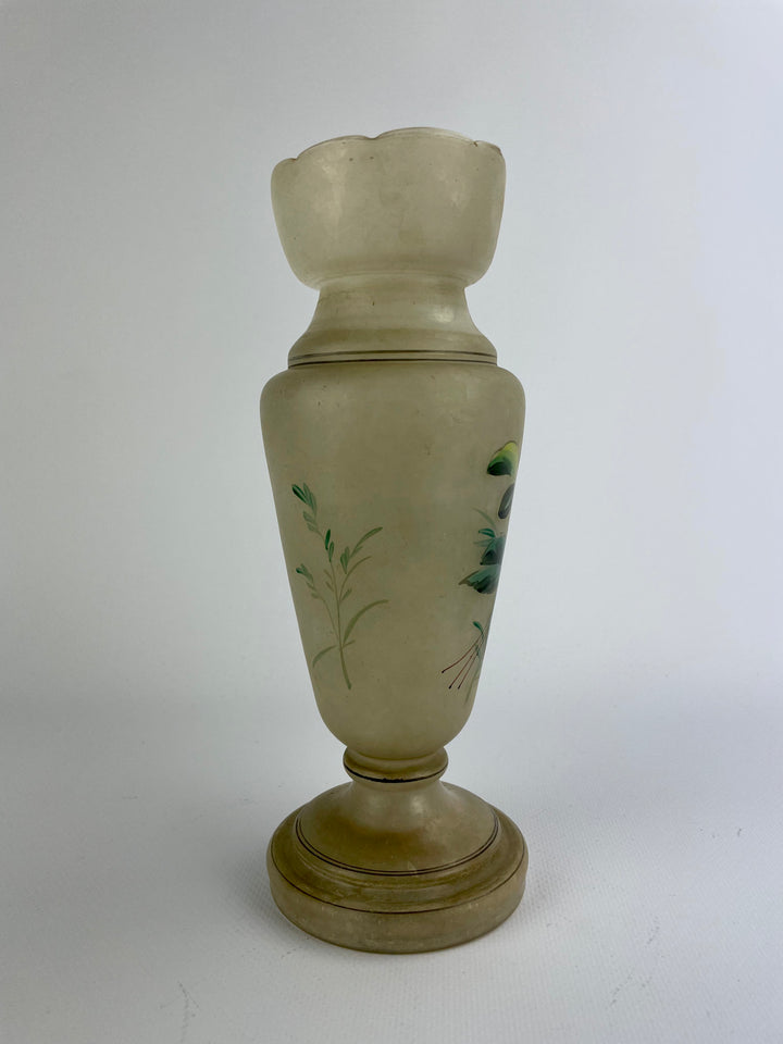 Vaso vetro opalino dipinto a mano
