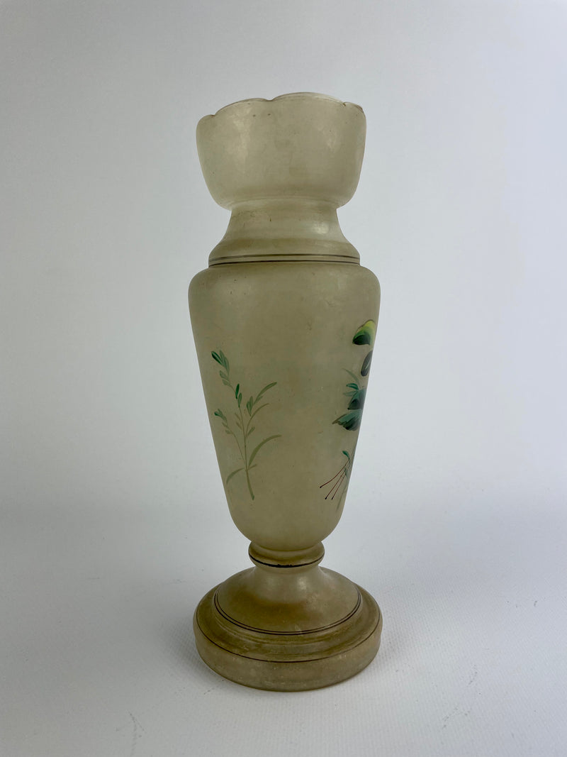 Vaso vetro opalino dipinto a mano