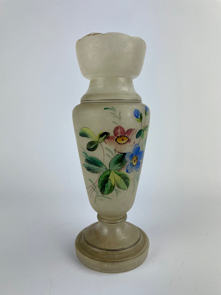 Vaso vetro opalino dipinto a mano