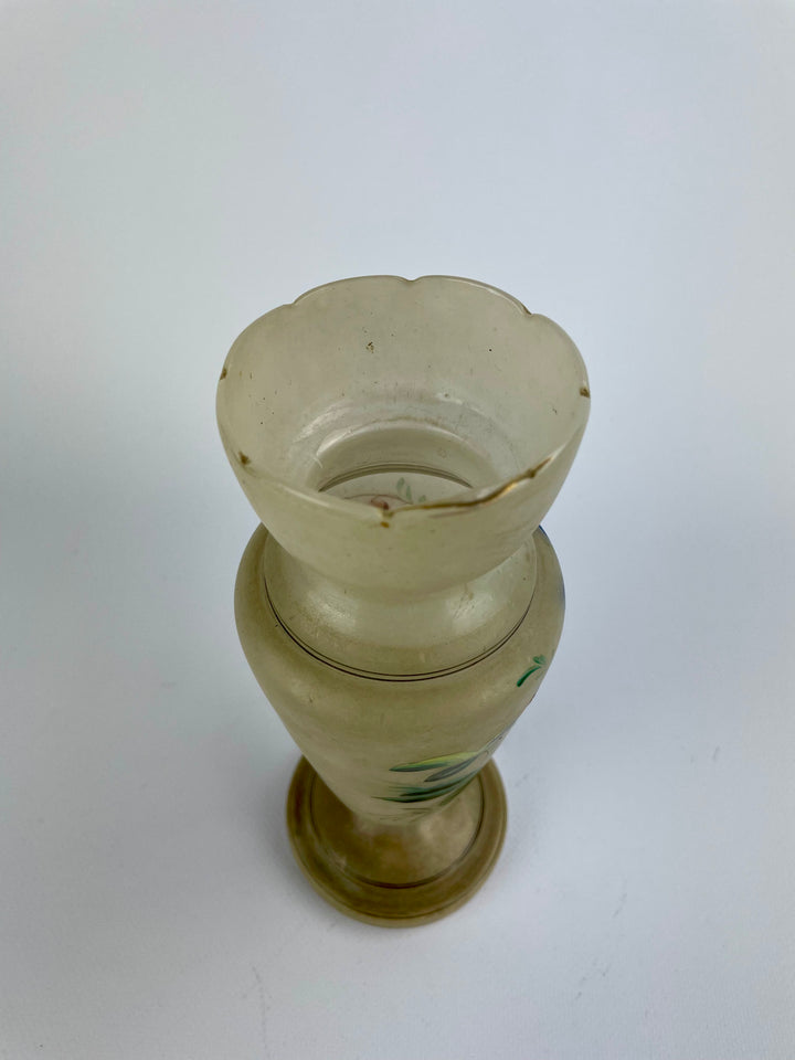 Vaso vetro opalino dipinto a mano