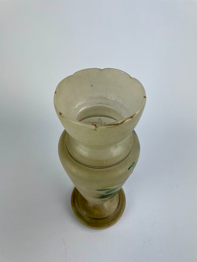 Vaso vetro opalino dipinto a mano