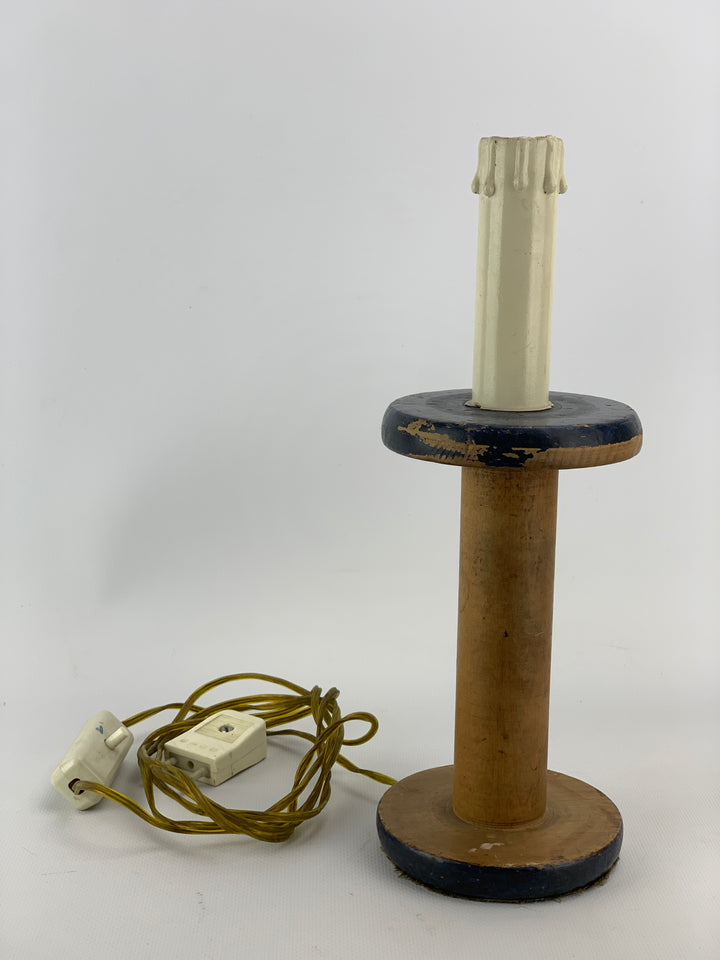 Coppia lampade da tavolo legno dipinto