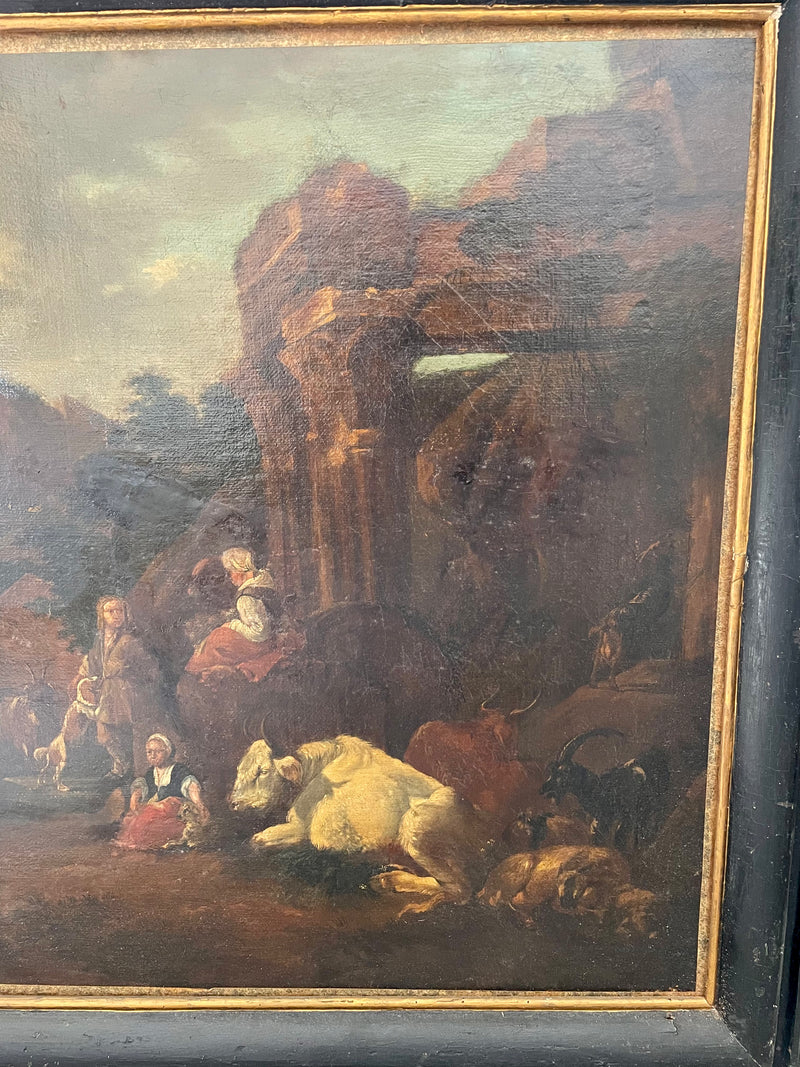 Quadro 1600 Paesaggio con rovine e pastori