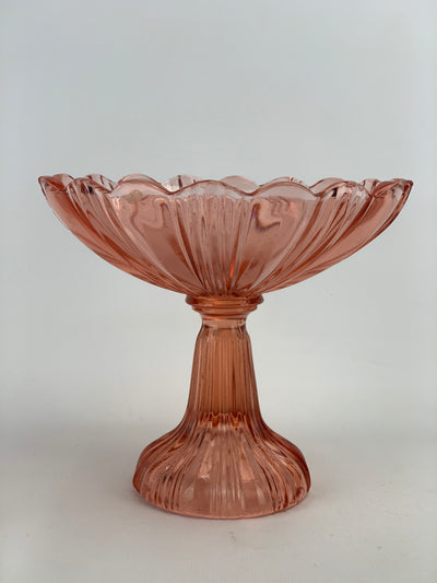 Alzatina vintage vetro pressato rosa