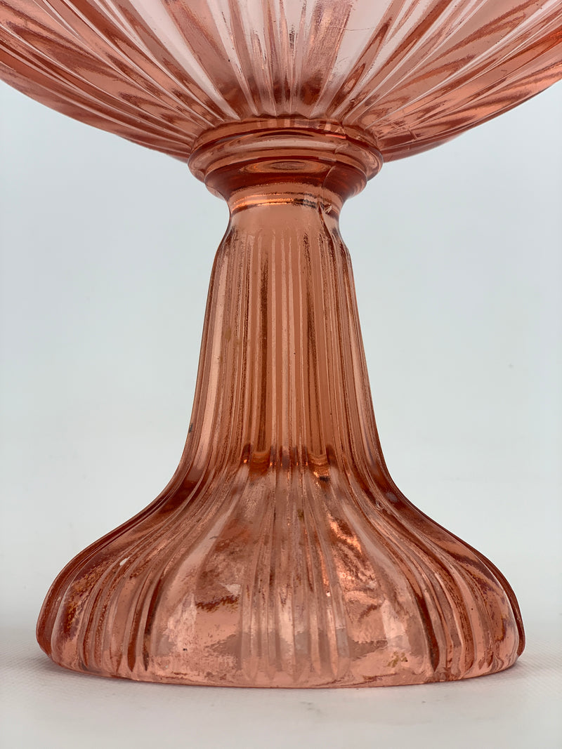 Alzatina vintage vetro pressato rosa