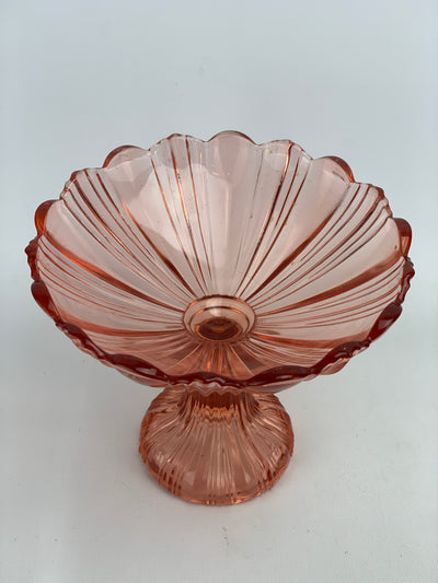Alzatina vintage vetro pressato rosa