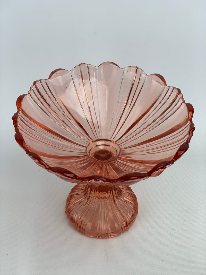 Alzatina vintage vetro pressato rosa