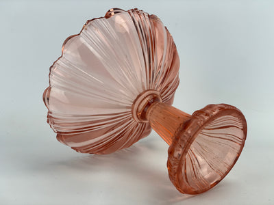Alzatina vintage vetro pressato rosa