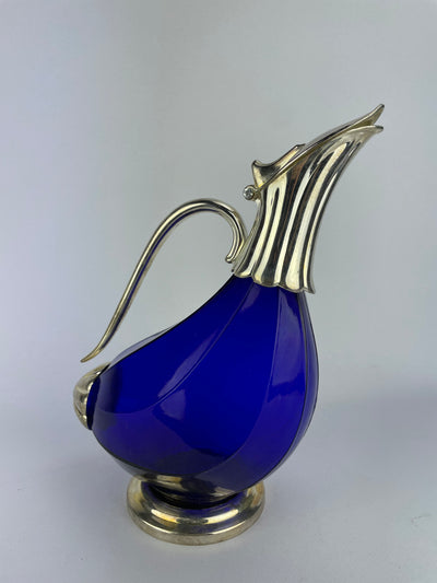 Caraffa Decanter vetro blu cobalto vintage