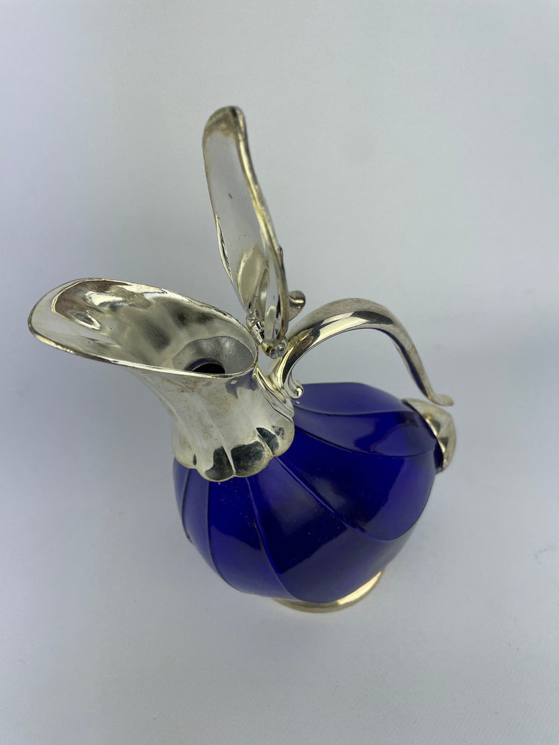 Caraffa Decanter vetro blu cobalto vintage