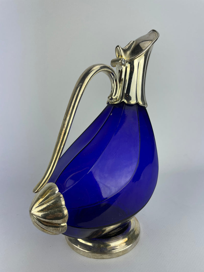 Caraffa Decanter vetro blu cobalto vintage