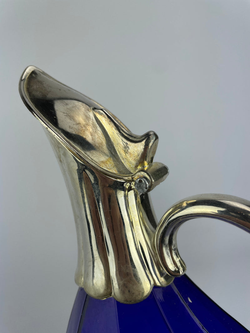 Caraffa Decanter vetro blu cobalto vintage