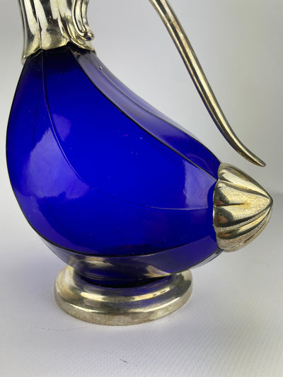 Caraffa Decanter vetro blu cobalto vintage