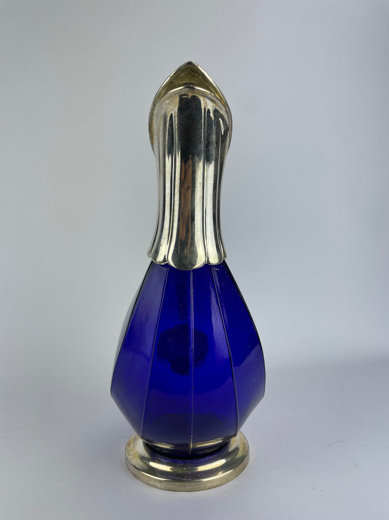Caraffa Decanter vetro blu cobalto vintage