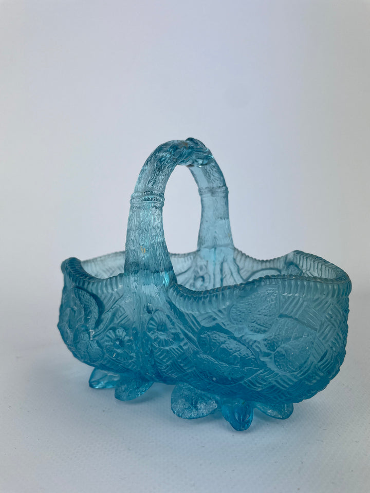 Cestino in vetro azzurro vintage