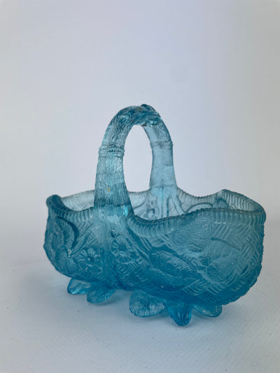 Cestino in vetro azzurro vintage