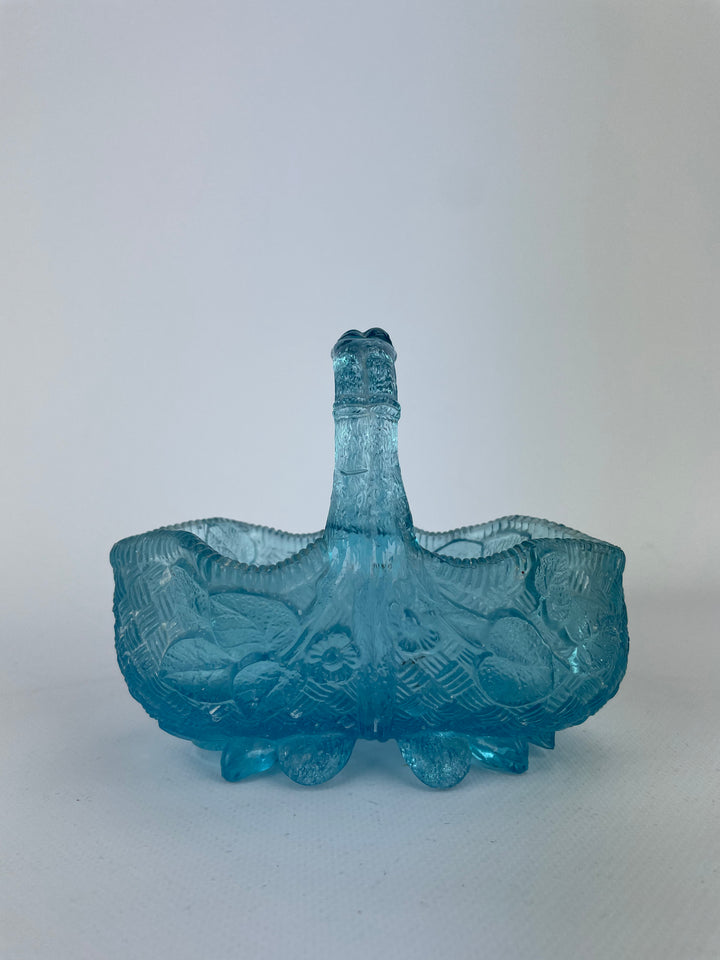 Cestino in vetro azzurro vintage