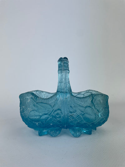 Cestino in vetro azzurro vintage
