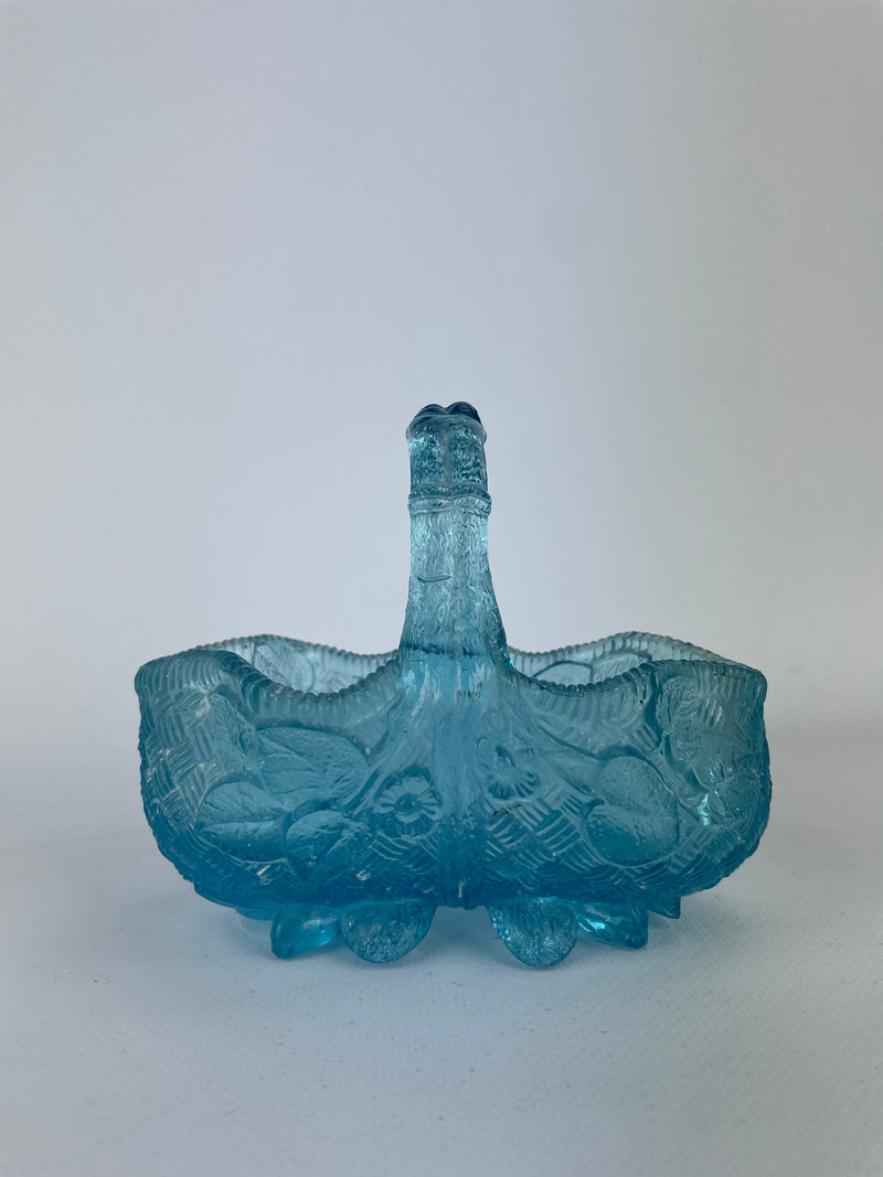 Cestino in vetro azzurro vintage
