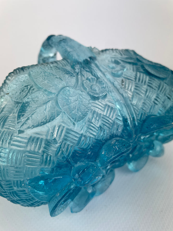 Cestino in vetro azzurro vintage