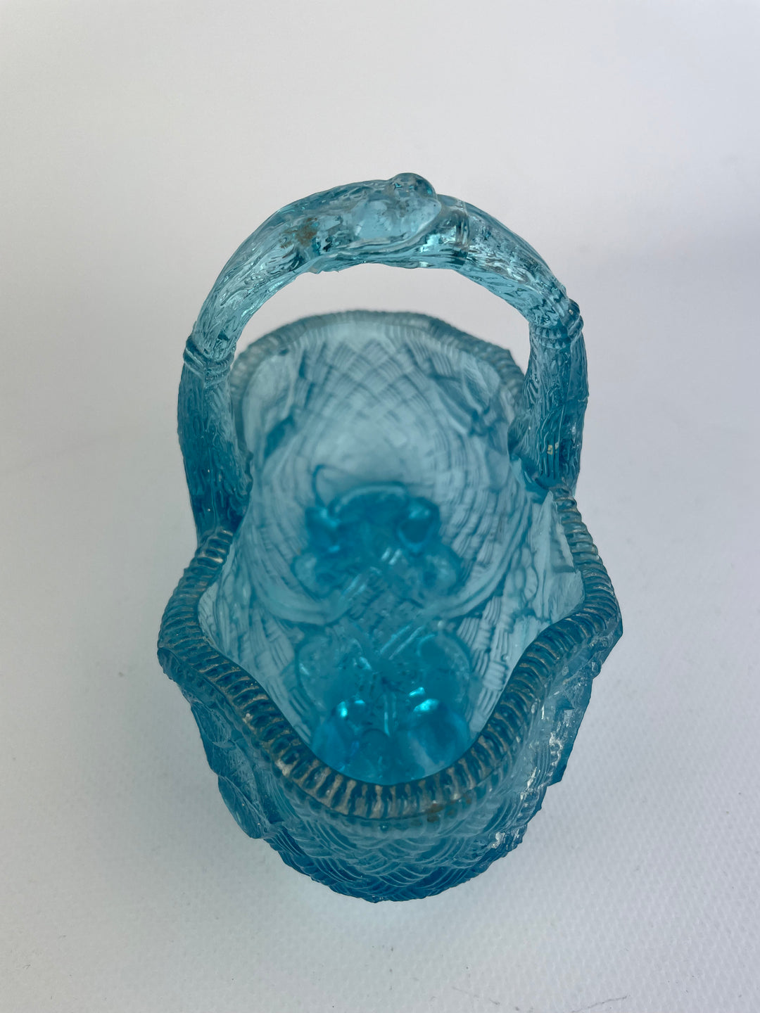 Cestino in vetro azzurro vintage