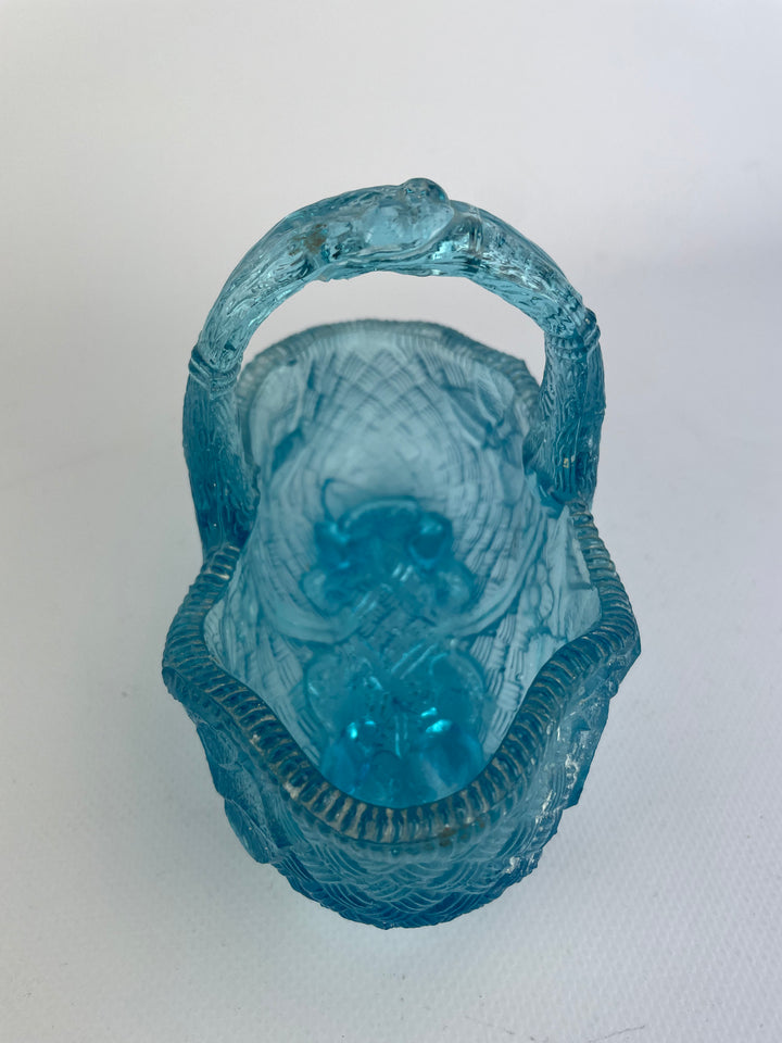 Cestino in vetro azzurro vintage