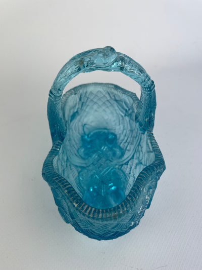 Cestino in vetro azzurro vintage