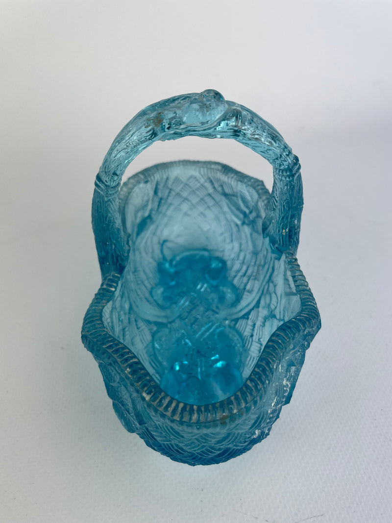 Cestino in vetro azzurro vintage