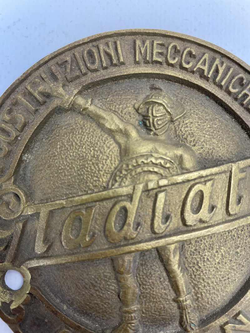 Vecchia Targhetta in ottone Gladiator Milano vintage