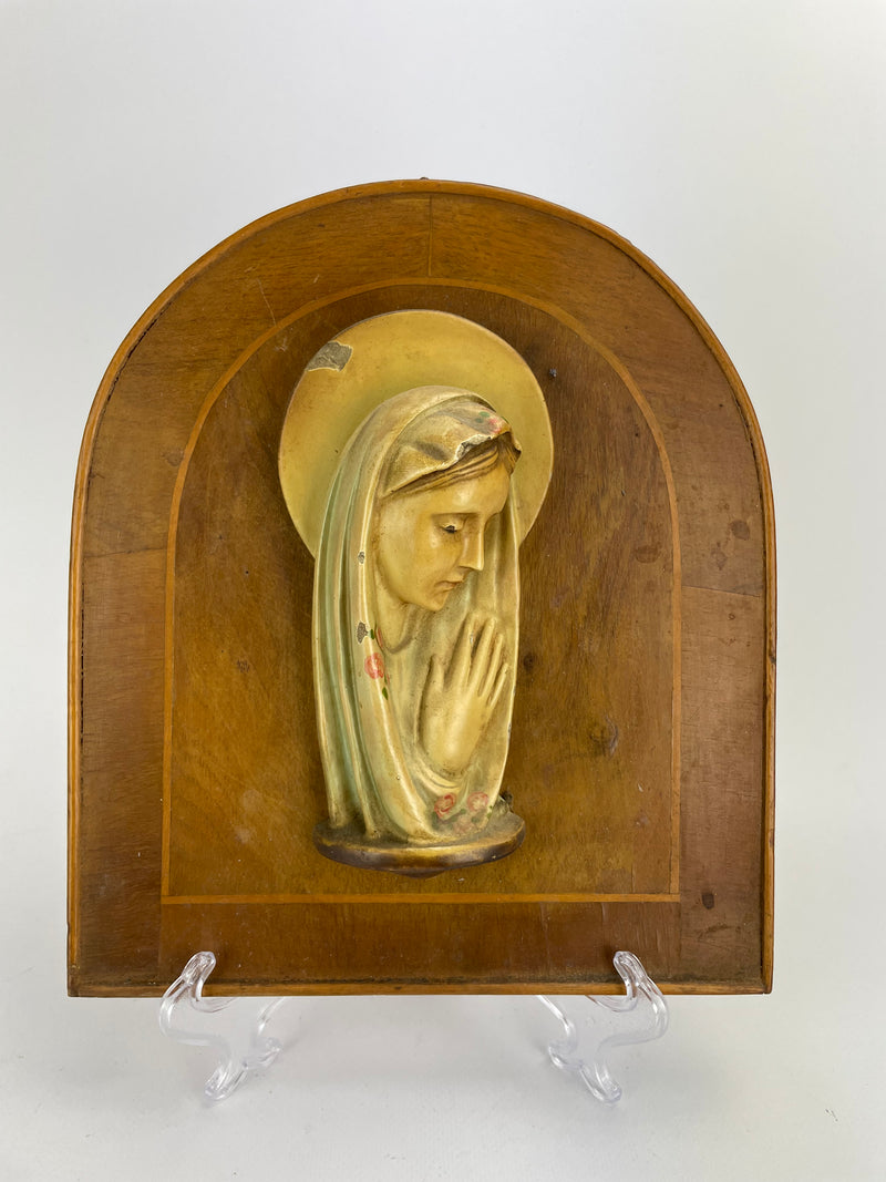 Quadretto Madonna in maiolica dipinta &