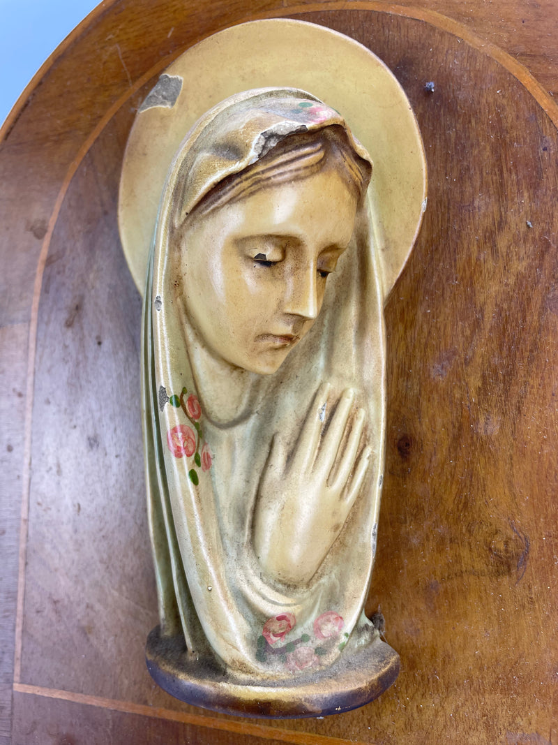 Quadretto Madonna in maiolica dipinta &